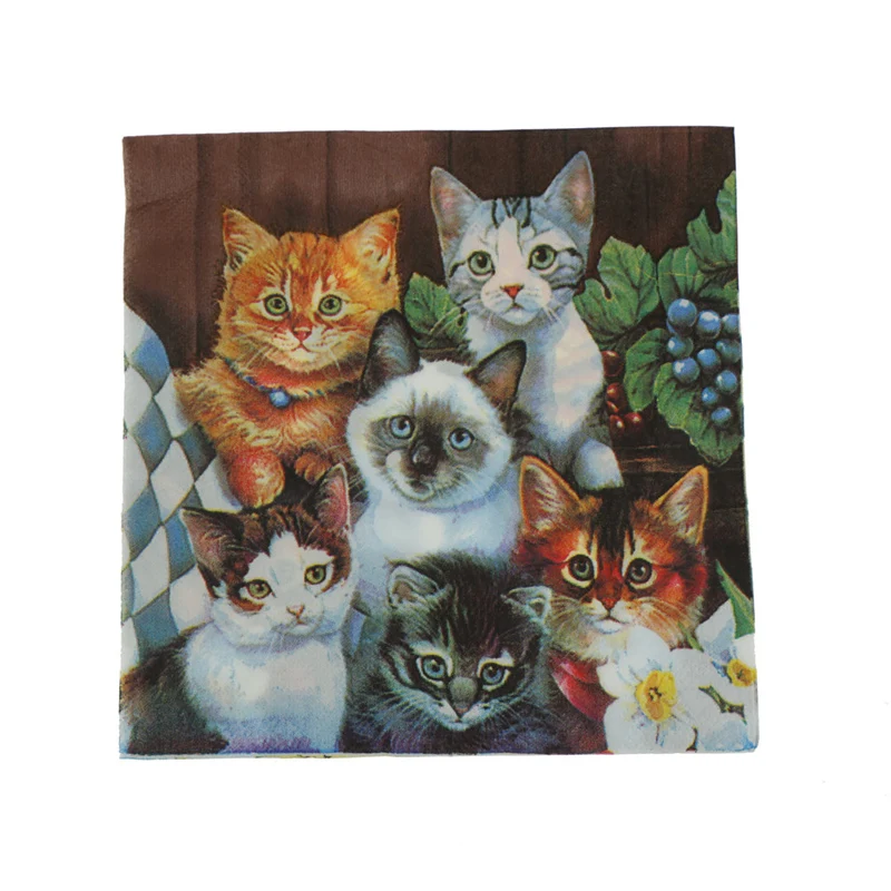 20Pcs/Bag Napkins Paper Cats Decoupage Napkin Paper Tissue Xmas Wedding Decor Party Table Supplies paper napkins