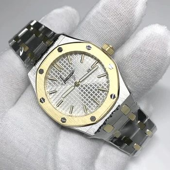 

Clear inventory big discount AAA quality luxury QUARTZ watch 33mm women size yellow gold case silver dial 04