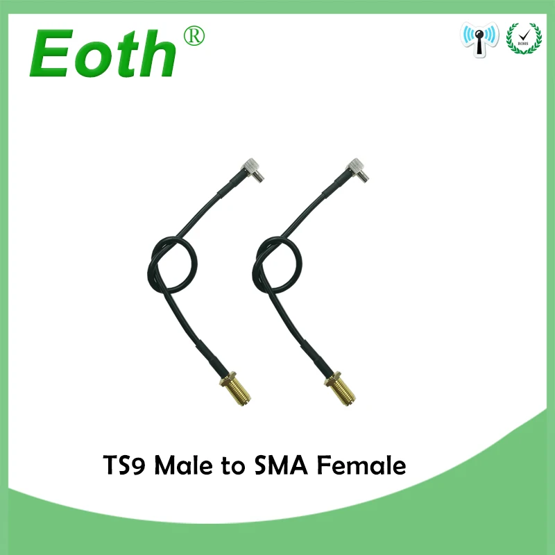2шт 3g zte модем кабель TS9 мужской прямой к SMA Мужской правый угол косички RG178 15 см " адаптер