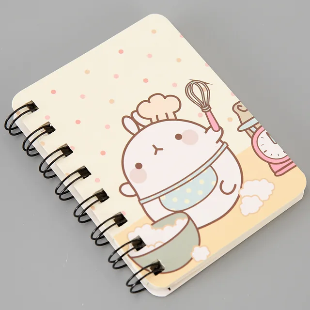 80Page A7 Korea Cartoon Anime Coil Notebook Small Notepad Animal Rollover Office School Learn Supplies Mini Kawaii Diary Journal 1804