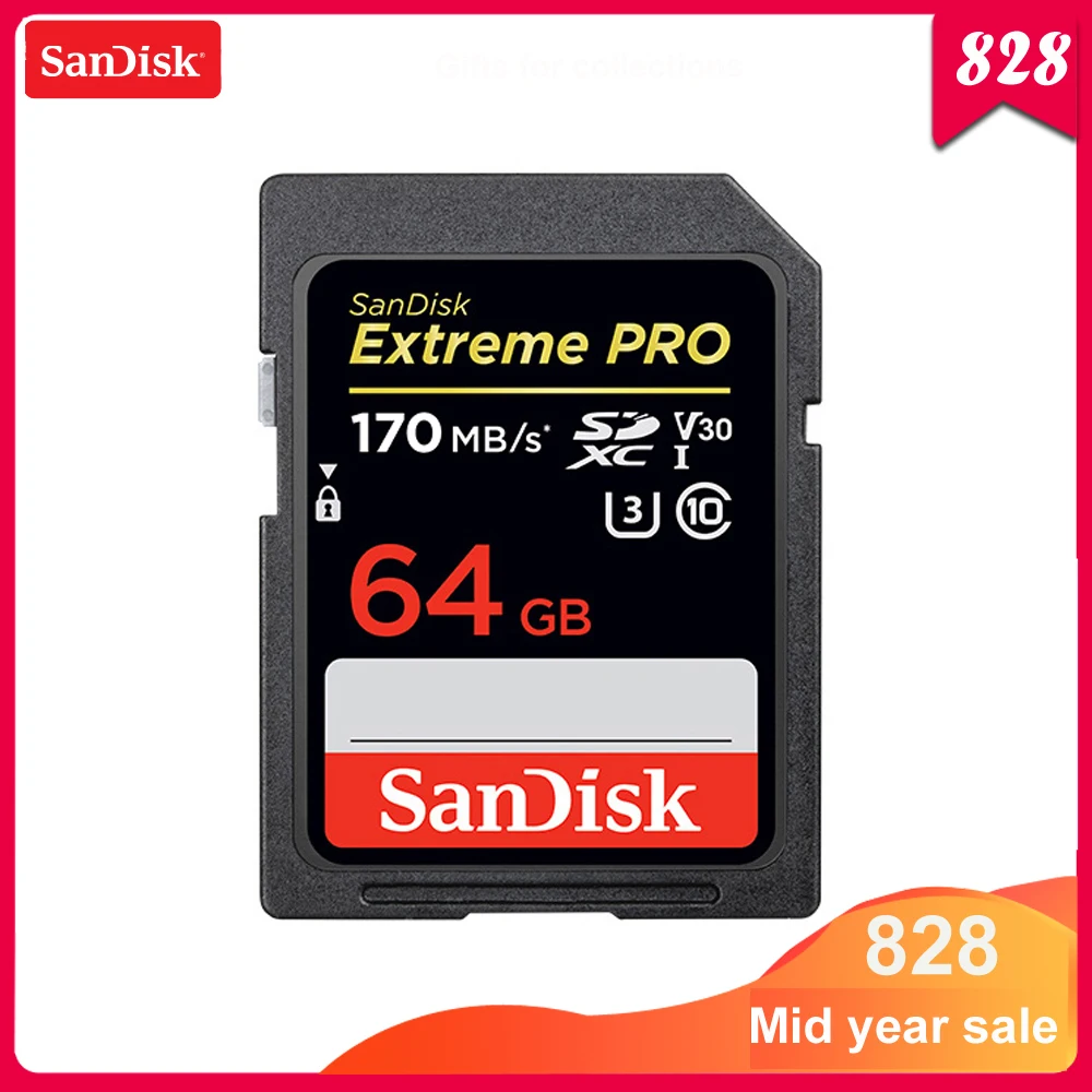

Sandisk Extreme Pro SD Card 32GB 64GB Max Read Speed up to 170MB/s SD Card Class 10 U3 128GB 256GB Memory Card For Camera