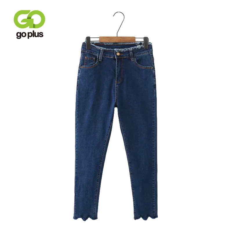 

GOPLUS High Waist Jeans Plus Size Women Jeans Large Size Blue Black Denim Pencil Pants Grande Taille Femme Spodnie Damskie C9562