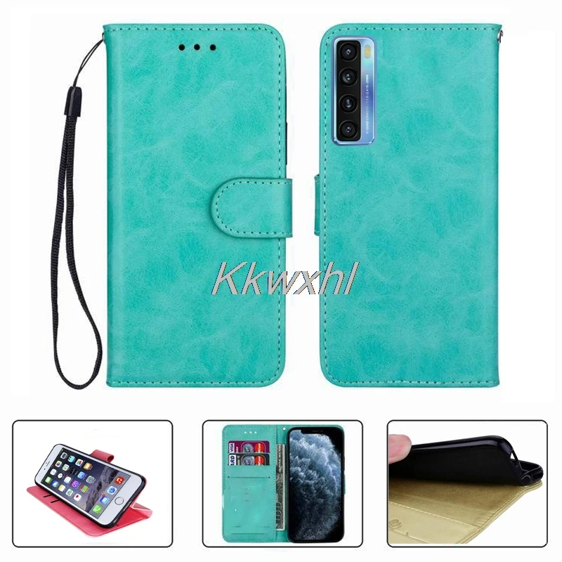 WEIOU Leather Folio Cover per TCL 20 5G / TCL 20S / TCL 20L / TCL 20L+, Custodia in Pelle PU Magnetica Libro Flip Portafoglio con [Funzione Stand]. Verde