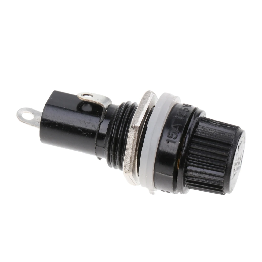 5 Pieces AC 125V/15A 250V/10A 12mm Thread Screw Cap Panel Mounted Fuse Holders