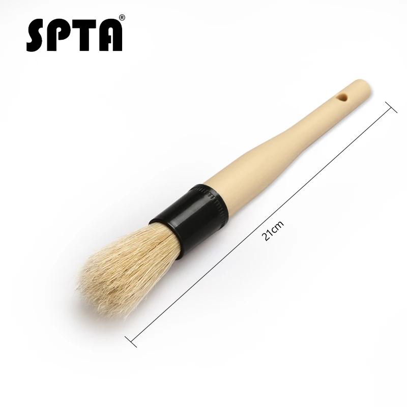 SPTA щетка для чистки автомобиля деревянная ручка щетина щетка универсальные чистящие инструменты для дверной ручки, рулевого колеса, шины - Цвет: 21cm Detail Brush