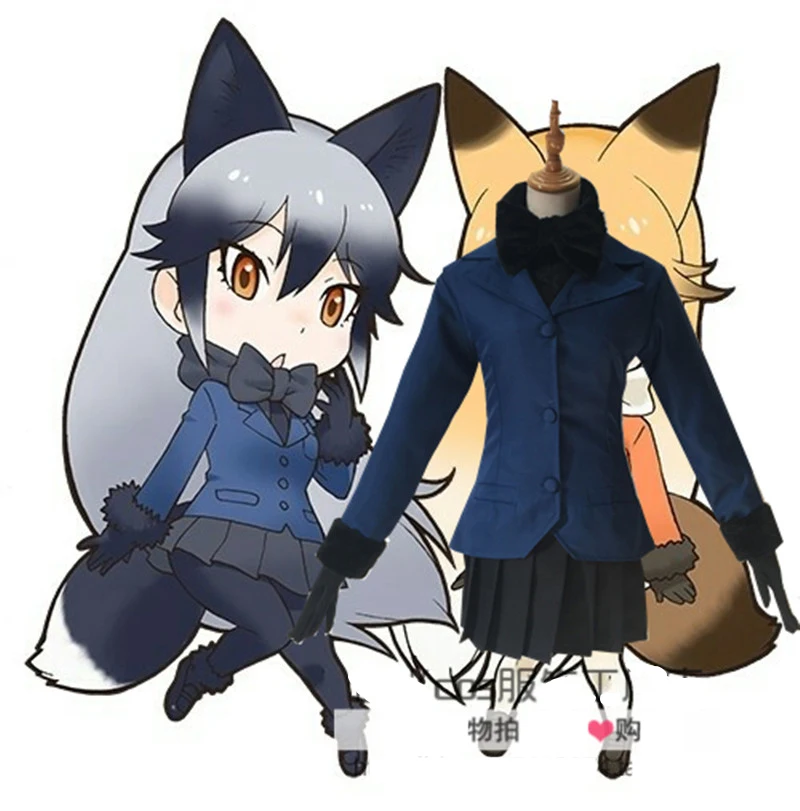 Аниме Kemono Friends униформа серебряной лисы ледяной карнавальный костюм на Хэллоуин