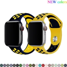 Спортивный ремешок для часов для apple watch, ремешок 42 мм, 38 мм, версия apple watch 4 5 44 мм 40 мм iwatch серии 3/2/1 силиконовый ремешок браслет ремень