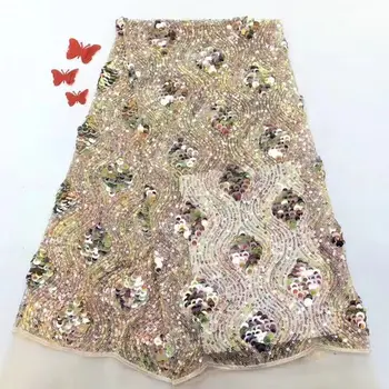 

2020 African Sequins Lace Fabric High Quality Nigerian French Lace for Party Embroidery Swiss Voile Lace in Switzerland Wedding