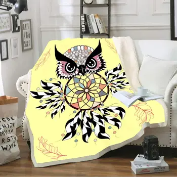 

Cartoon Eagle Yellow Throw Blanket Feather Series Blanket on Sofa Bed Feather Sherpa Fleece Blanket Warm Thicken Blanket