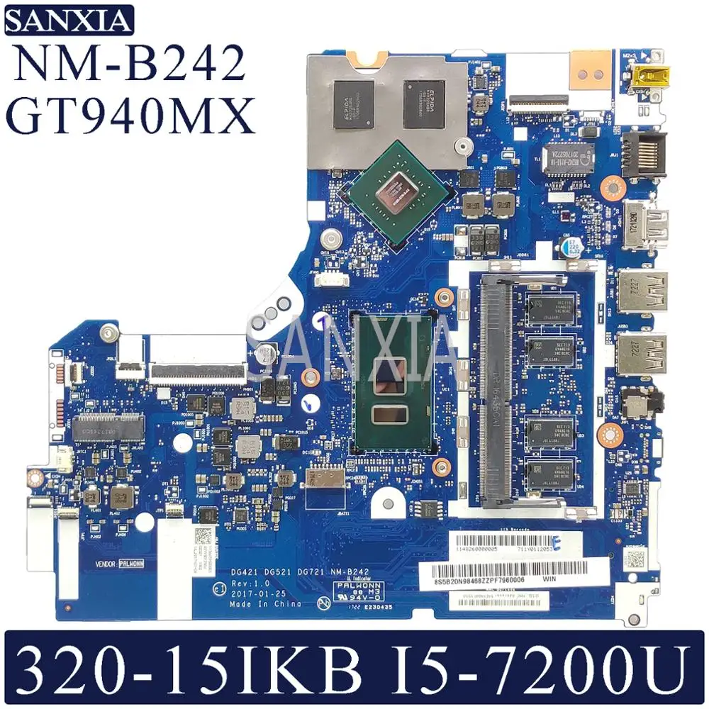 Goede Kefu NM B242 Laptop Moederbord Voor Lenovo Ideapad 320 15IKB Originele Moederbord 4GB RAM I5 7200U GT940MX 920MX