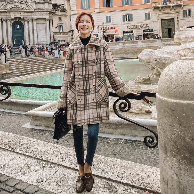 

Woolen Jacket Women's Winter 2020 New Style Korean-style Pattern Fur Tops Thick Mid-length Woolen Overcoat