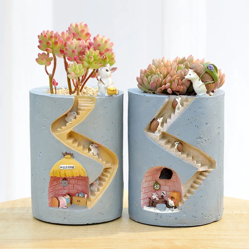 Kreative Tier Harz Blumentopf Sukkulenten Pflanzer Wasser Pflanzen Container Kaninchen Hedgehog Dekorative Topf Desktop Ornament|Flower Pots & Planters| - AliExpress