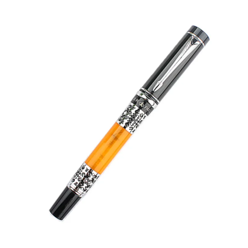 New 808 metal and Retro Acrylic Resin Fountain Pen 0.5 Nib Ink Pen Orange with Converter Business Office Writing 6 in 1 output retro video mini scart auto distributor converter acrylic rgbs rca svhs av tv audio divide eur automatic switcher