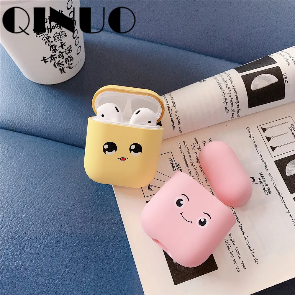 

Cute Mate Case For Airpods 1 2 Pink Scrub Hard PC Case Wireless Bluetooth Earphone Cartoon Smile Face Accessories Skin Cover