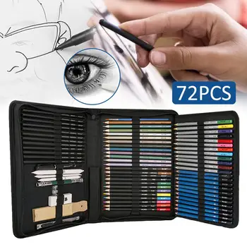 

72PCS Drawing Pencils Set Sketch Colored Pencils Watercolor Metallic Oily Complete Beginner Kids Artist Kit Art Pencil Supplies