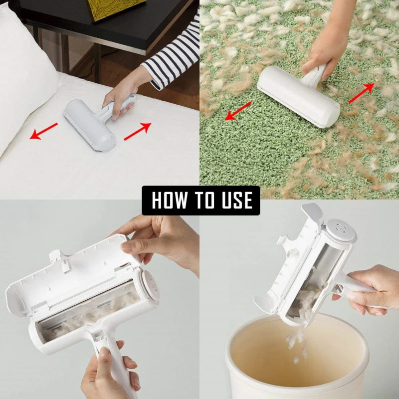 ABS 2-Way Pet Hair Remover Roller Quick Makeup Removing Clothes Brush Dog Cat Lint Self-Cleaning Clothing Beautician | Дом и сад
