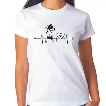 

Fashion Jack Russell Heartbeat Funny Women Tshirt Summer Animal Print Tee Shirt Femme Casual Hipster Dog T Shirt Women Tops