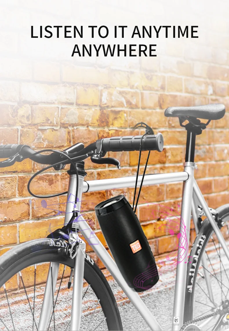 TG157 LED Flashing Light Bluetooth Speaker Portable With Rope Outdoor Loundspeaker 1200 mAh Fabric Waterproof Subwoofer FM Radio