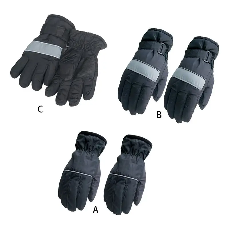 Зимние теплые водонепроницаемые перчатки для катания на лыжах для взрослых и детей, ветрозащитные перчатки с толстой подкладкой, Нескользящие варежки для сноубординга