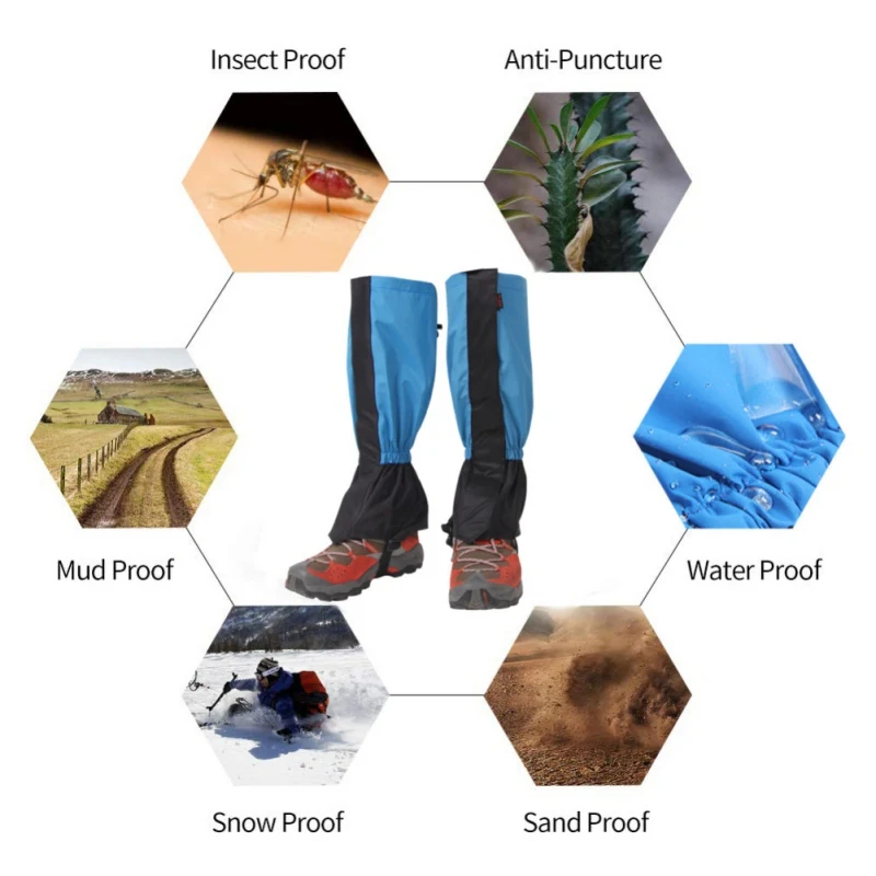 Леггинсы для взрослых и детей, Водонепроницаемые Гетры для зимней обуви, гетры для ног, для спорта на открытом воздухе, охоты, пеших прогулок, катания на лыжах