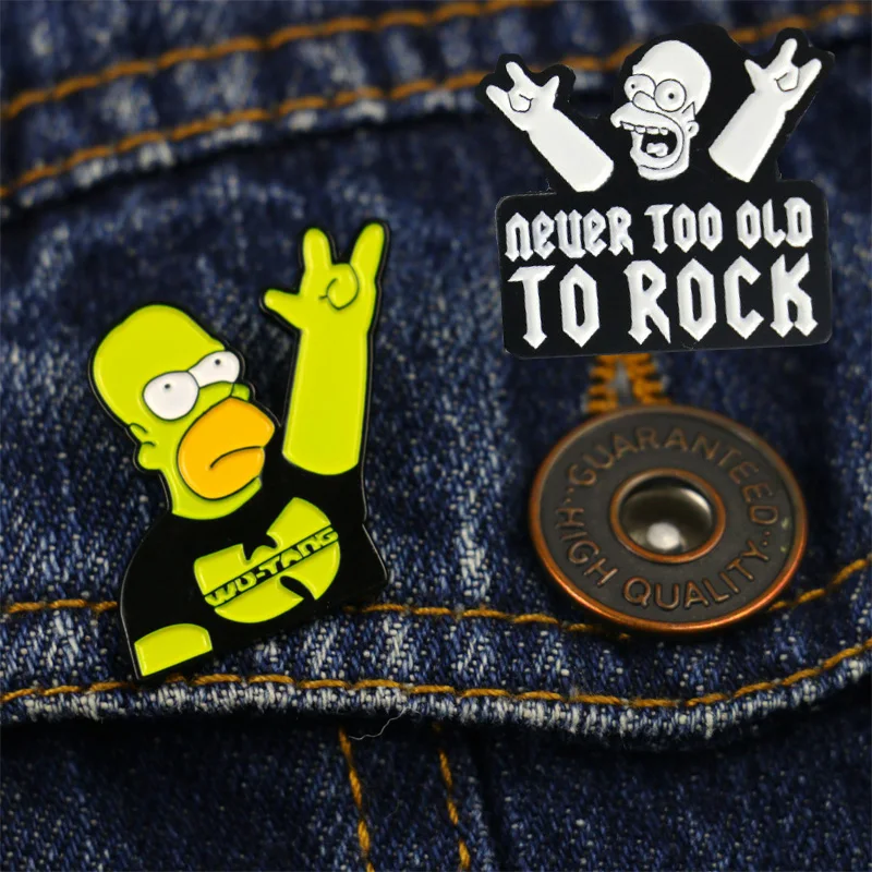 

The Simpsons Wu Tang Clan Enamel Pin Brooch Cosplay Props Music HIP-HOP Unisex Halloween Accessories Wutang Rap Rock Badge