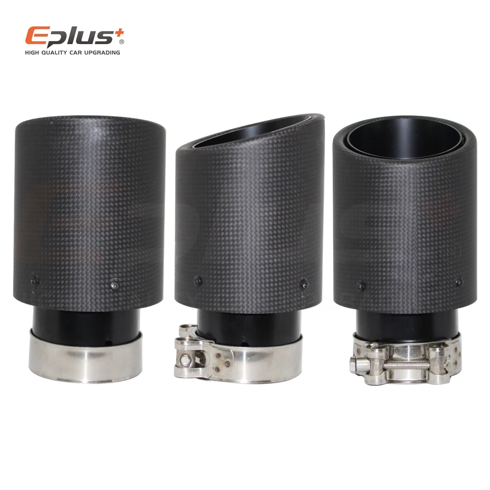 Car Carbon Fibre Matte Exhaust System Muffler Pipe Tip Curl Universal Black Stainless Mufflers Decorations Akrapovic