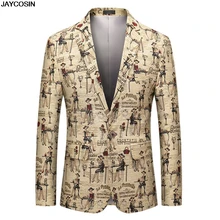 KLV пиджак мужской повседневный винтажный костюм с отложным воротником и длинным рукавом с цветочным принтом куртка traje chaqueta hombre 9916