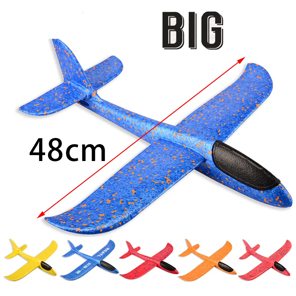 48CM de espuma EPP a vuelo de avión mano lanzamiento libre volar avión mano tirar avión rompecabezas modelo juguetes para niños