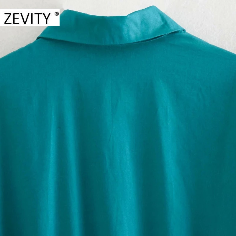 ZEVITY women vintage solid color lantern sleeve casual loose shirt dress female pleat drawstring bow vestido chic dresses DS4441