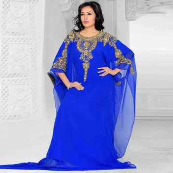 

Wonderful Royal Arabic Dubai Moroccan Kaftan Abayas Robe De Soiree Women Royal Blue Evening Gown mother of the bride dresses