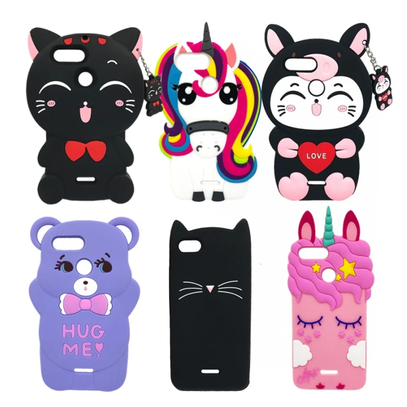 For Xiaomi Redmi 6A Case 3D Silicon Lucky Cat Bear Unicorn Cupcakes Cute Cartoon Soft Phone Cover For Xiaomi Redmi 6 / 6A 5.45