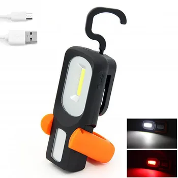 

Portable LED COB Flashlight Rechargeable Work Light with MICRO USB Port 2 Way Magnetic hook flash torch Lamp white red camping