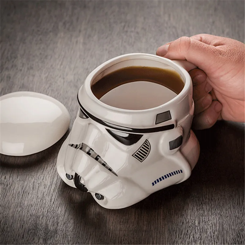 Classic Mug Stormtrooper Darth Vader Helmet Mug 3d Ceramic Water Tea Coffee Drinks Cup With Lid Handgrip Drinkware Mug Gift