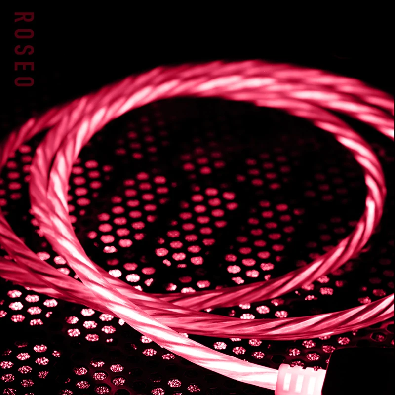 Светодиодный светящийся зарядный кабель USB для быстрой зарядки 3,0, светящийся Магнитный usb-кабель для samsung Xiaomi huawei iPhone - Цвет: Красный