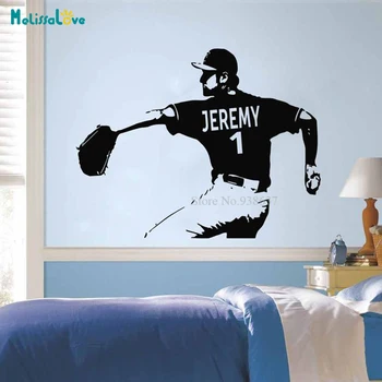 

Private Custom Name and Number Baseball Batter Player Wall Sticker Home Decor Fierce Competitive Sports Vinyl Art Decals BB215