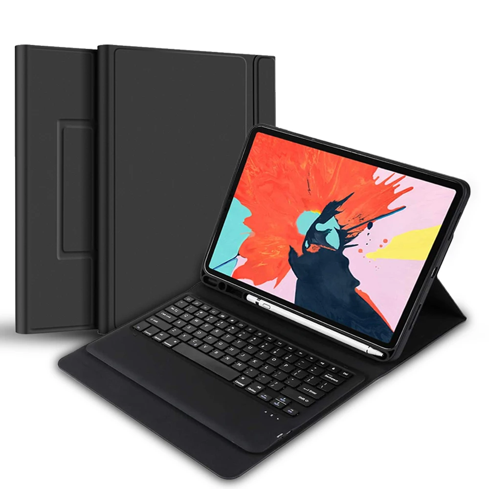 

US Keyboard Case For iPad Pro 12.9 2018 Tablet Case Bluetooth Keyboard Leather Tablet Bracket Protective Case Set with Pen Slot