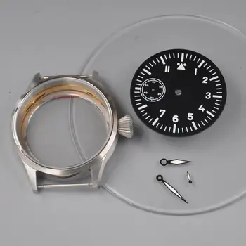 

43mm Sapphire Glass Stainless steel case+dial+hands Fit 6497/6498 ST3600 movements mens watches