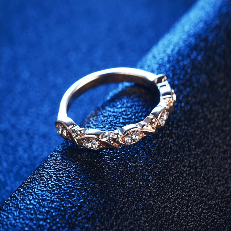 

Hot Couple Ring Women Single Row Drill Ring Crystal Ring Rose Gold Jewelry