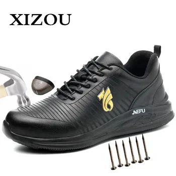 

XIZOU Work Shoes with Steel Toe Safety Men Office Boots Indestructible Anti Smashing Puncture Proof Work Boots for Men