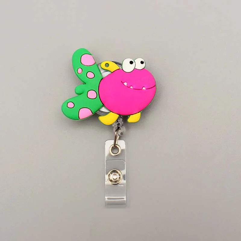 Retractable Badge Reel Retractable ID Tag Retractable ID Lanyard 60cm Silicone Cute Panda Ladybird Animals Retractable Badge Reel
