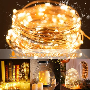

10m Copper Wire String Light 8 Modes USB Powered Remote Control Fairy Lamp For Party Christmas Wedding Cool/warm White