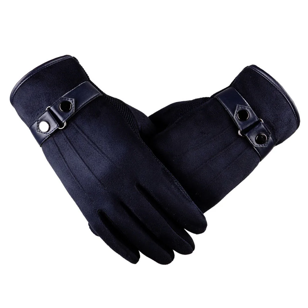 Мужские и женские тактические зимние перчатки модные перчатки для пальцев зимние модные женские варежки черные перчатки для вождения зима - Цвет: Тёмно-синий