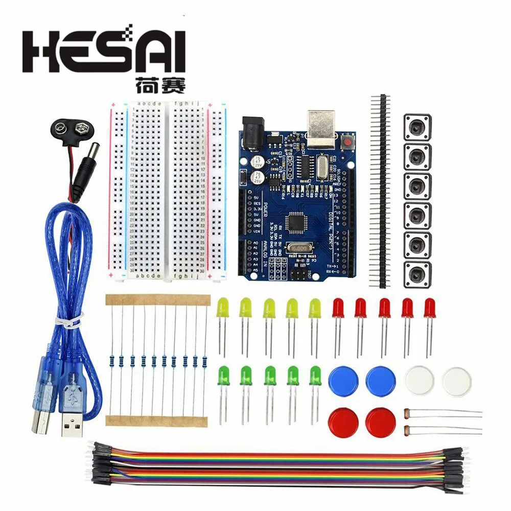 Стартовый Комплект UNO R3 макетная светодиодный плата со светодиодной кнопкой