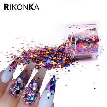 

1 Bottle Mix Ultrathin Sequins Nail Glitter Round Shape Flakes Sparkly DIY Tips Colorful Paillette Manicure Nail Art Decorations
