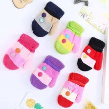 1 пара, теплые цветные перчатки, детские перчатки в Корейском стиле с рисунками из мультфильмов, теплые рукавицы, перчатки разных цветов