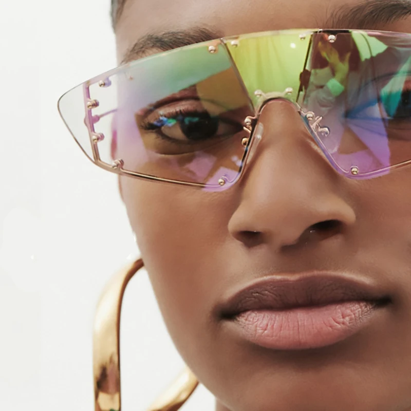 Rihanna роскошный бренд футуристические Солнцезащитные очки женские Модные оттенки тонированные стекла новые негабаритные Солнцезащитные очки женские