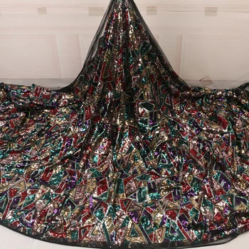 

NIAI African Sequins Net Lace Fabric 2019 High Quality French Mesh Lace Fabric Nigerian Tulle Lace Fabrics For Wedding XY3216B-1