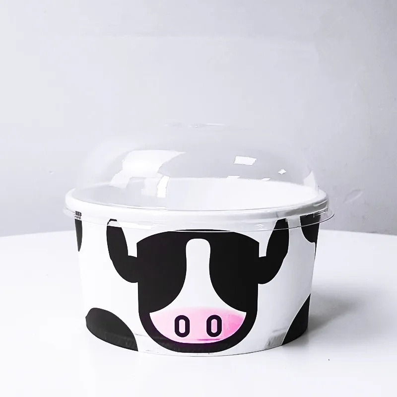 

50pcs 750ml large ice cream paper cup party favor creative disposable milk yogurt bowl pudding jelly packaging cups with lid
