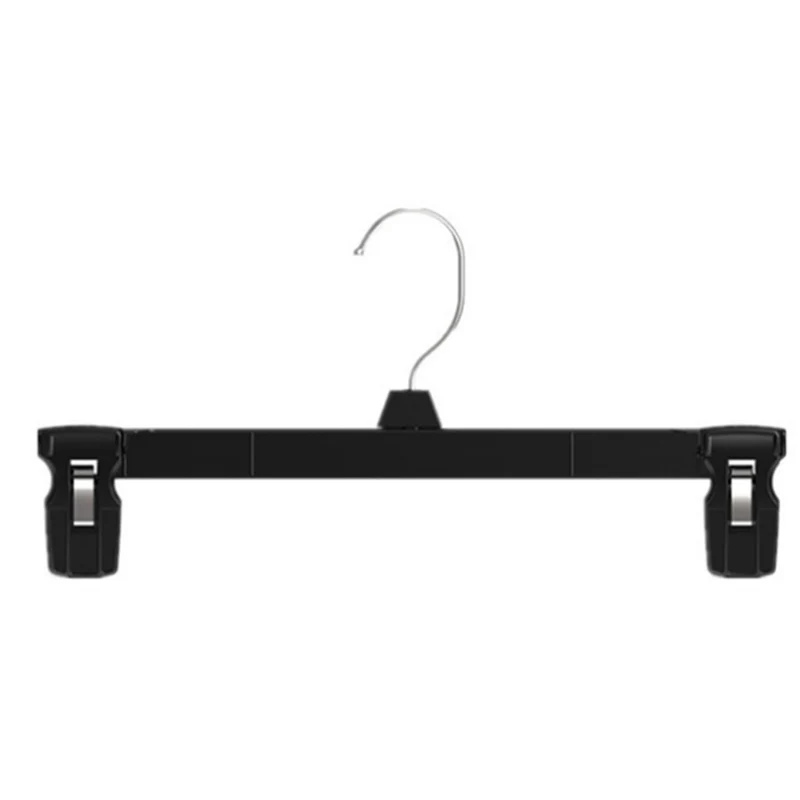 Pants Hangers Black Plastic Skirt Hanger with Non Slip Big Clips and