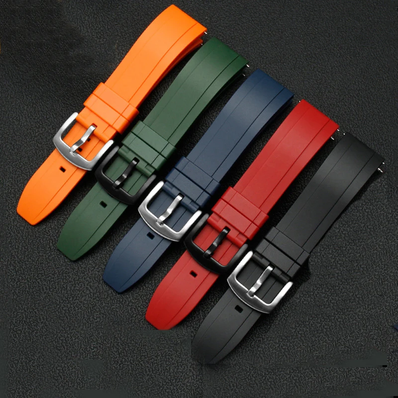 

Fluororubber waterproof Quick Release Bar watchband 20mm 22mm 24mm black Orange rubber strap for SEIKO OMEGA watch accessories